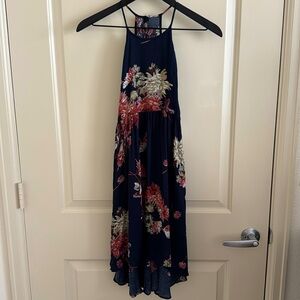 Kimchi Blue Floral Halter Dress - Navy and Red